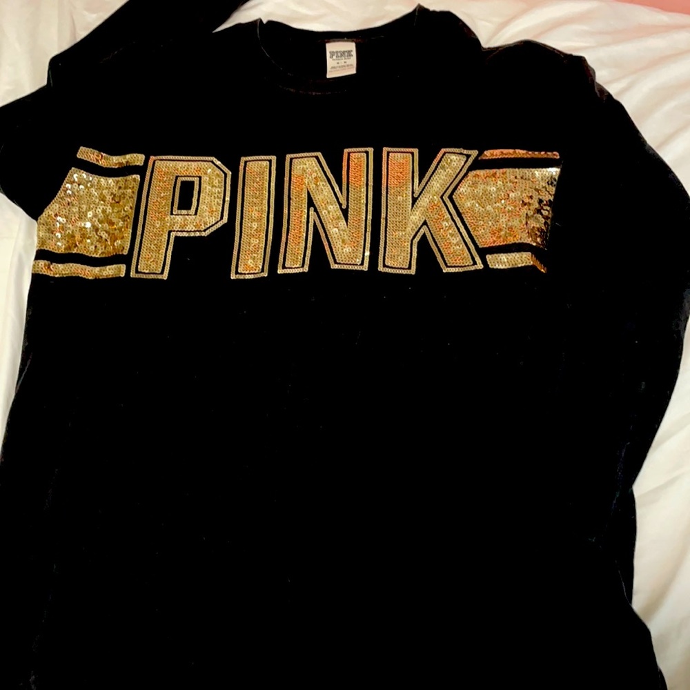 Vs pink long sleeve sequin T-shirt